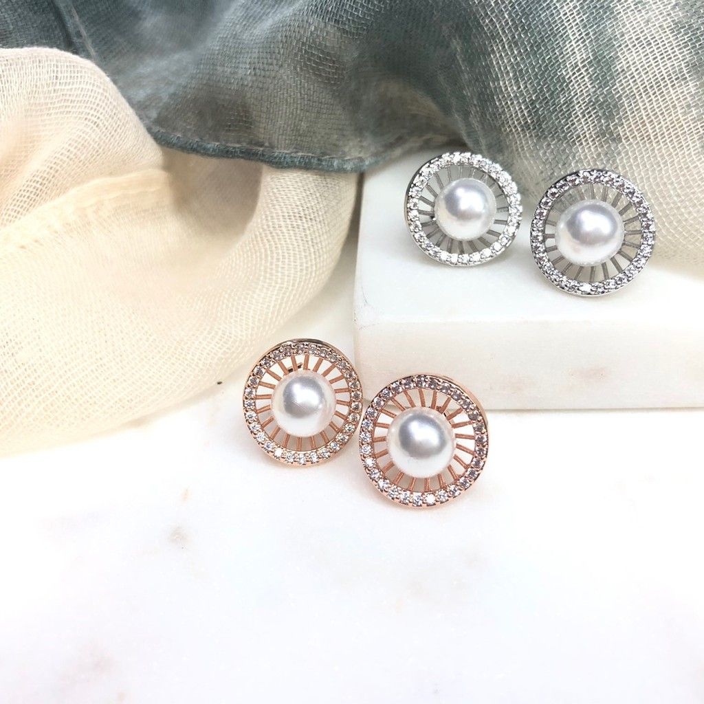 🇰🇷韓國空運 手工製作 ✨氣質珍珠鏤空鑽耳環❤️ 925純銀